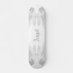 AnGEL VINGAR Vitt anpassat namn Mini Skateboard Bräda 18,5 Cm