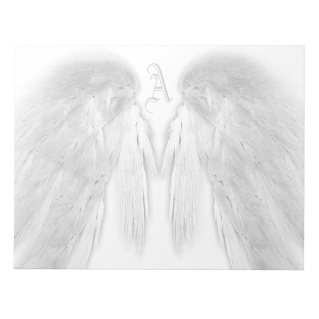 ANGEL VINGAR White Anpassningsbar Monogram Anteckningsblock (Framsida)