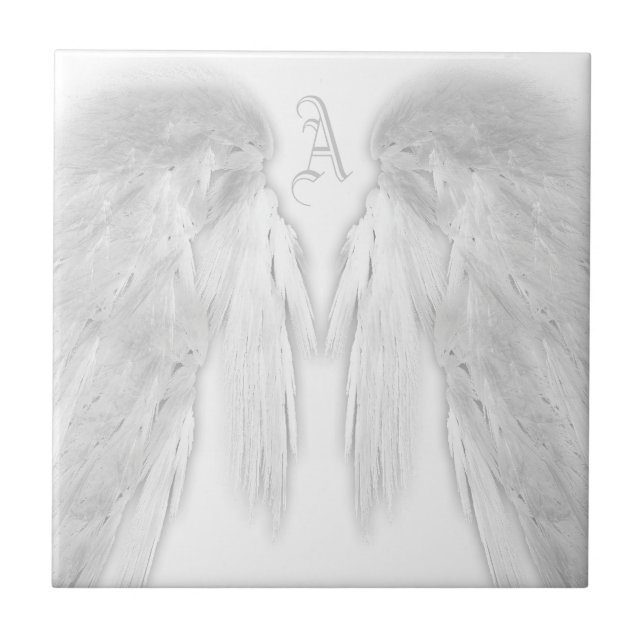 ANGEL VINGAR White Anpassningsbar Monogram Kakelplatta (Framsidan)