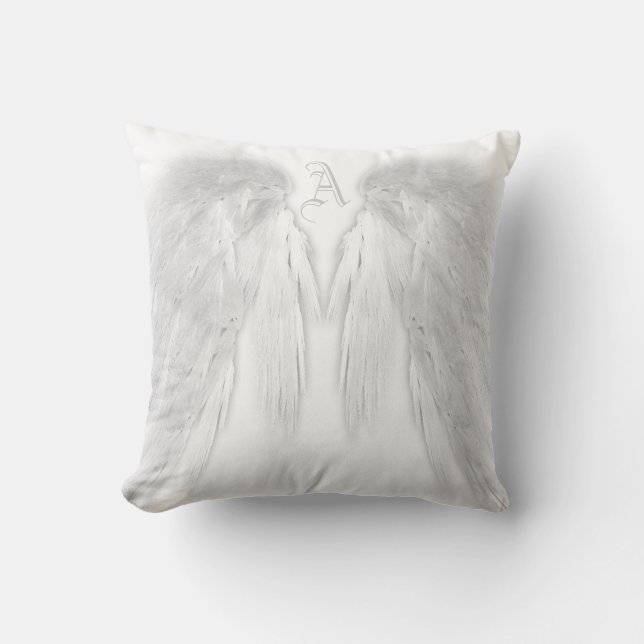 ANGEL VINGAR White Anpassningsbar Monogram Kudde (Framsida)