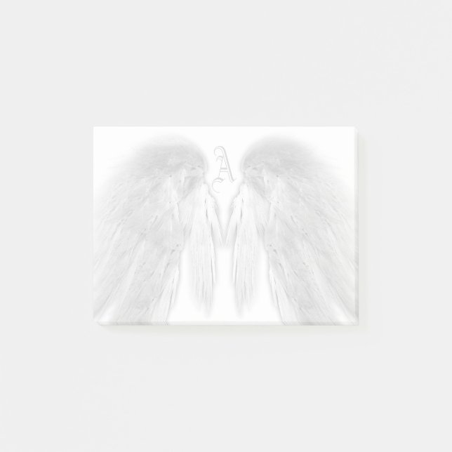 ANGEL VINGAR White Anpassningsbar Monogram Post-it Block (Framsida)