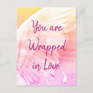 Angel Vinge Butterfly Wrapped in Kärlek Rosa Note Vykort