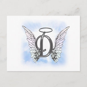 Angel Vinge och Halo Monogram Brev D Vykort