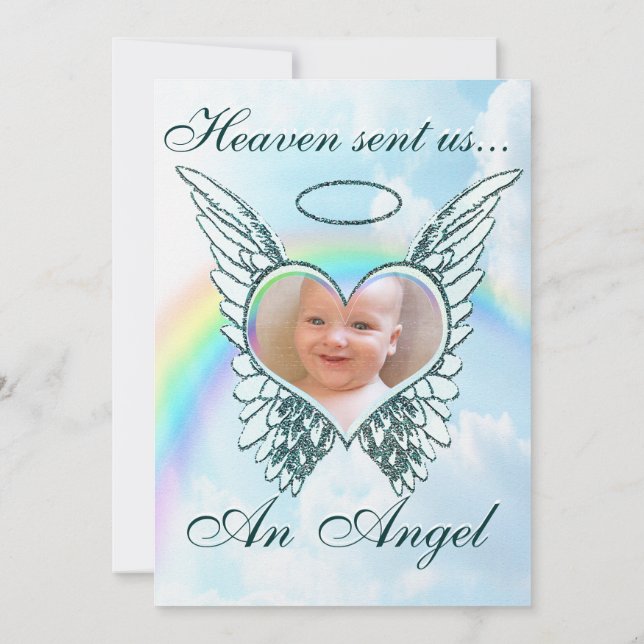 Angel Vinge och hjärta Inbjudningar (Baksida)