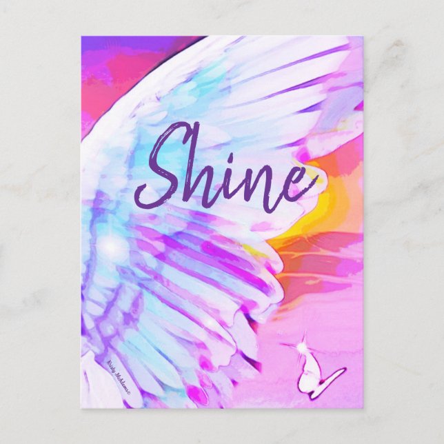 Angel Vinge Shine Butterfly Watercolor Affirmation Vykort (Framsida)