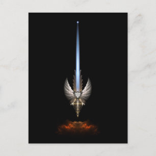 Angel Vinge Sword of Arkledious Fractal Art Black Vykort