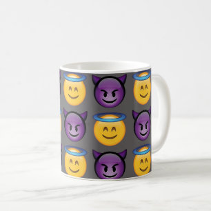 Ängel vs det djävulenEmoji mönster Kaffemugg