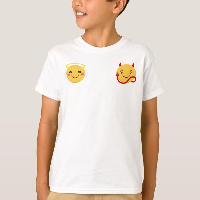 Angel vs Djävulen Emoji PErsonalize T Shirt (Framsida)