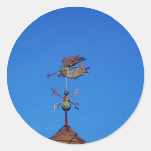 Angel Weather Vane Bright Blå himmel Runt Klistermärke