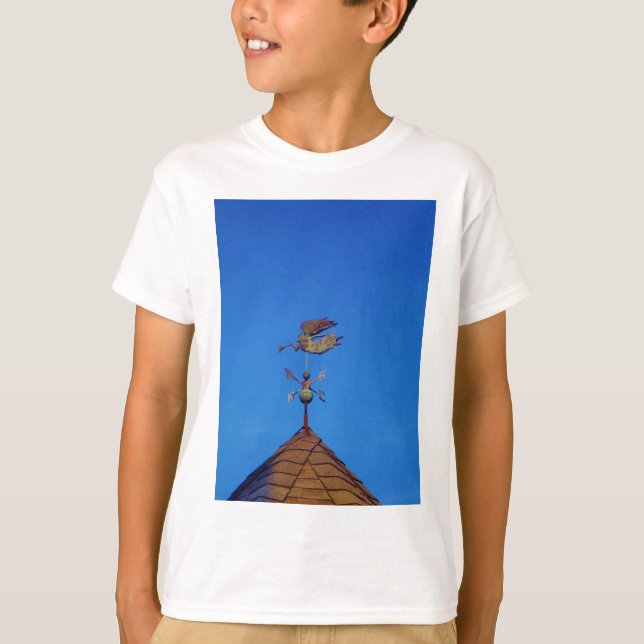 Angel Weather Vane Bright Blå himmel T-shirt (Framsida)