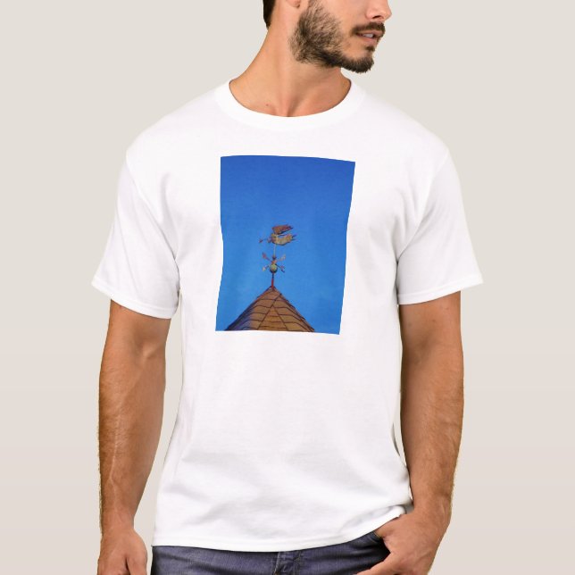 Angel Weather Vane Bright Blå himmel Tee Shirt (Framsida)