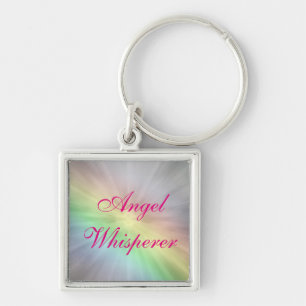 Angel Whisperer-design Fyrkantig Silverfärgad Nyckelring