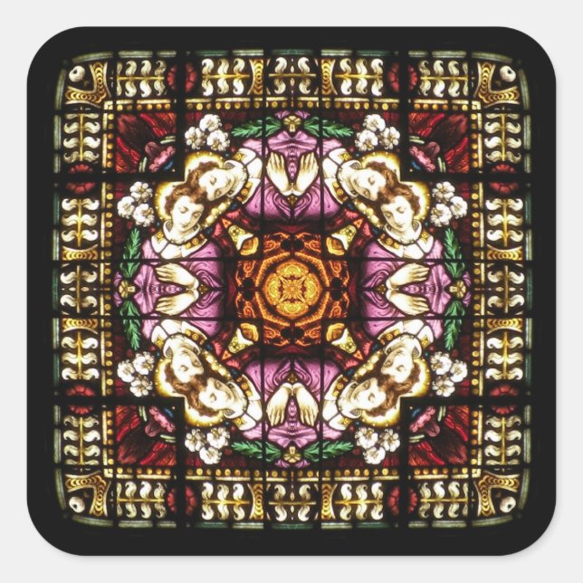 Angel Window Kaleidoscope Sticker Fyrkantigt Klistermärke (Framsida)
