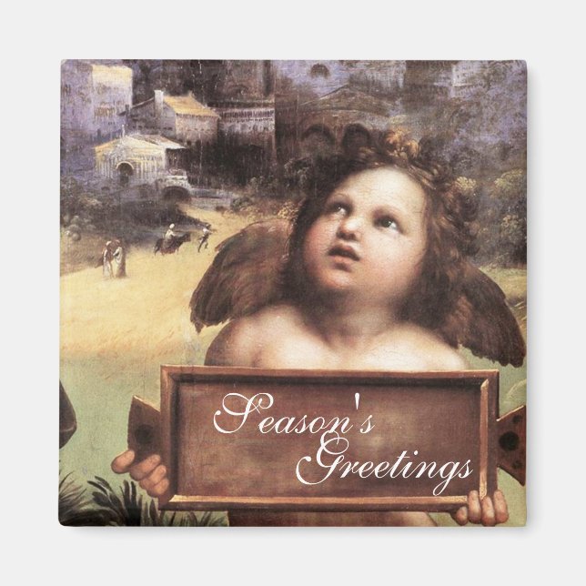 ANGEL,Winged Cherub av Raffaello Sanzio Magnet (Framsidan)