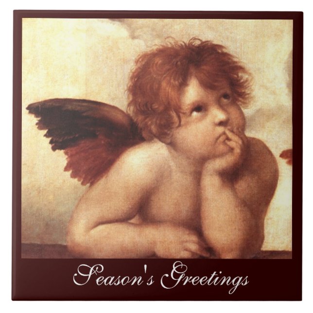 ANGEL / Winged Cherub Kakelplatta (Framsidan)
