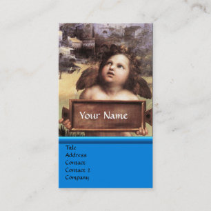 ANGEL Winged Cherub Monogram Blue Sapphire silver Visitkort