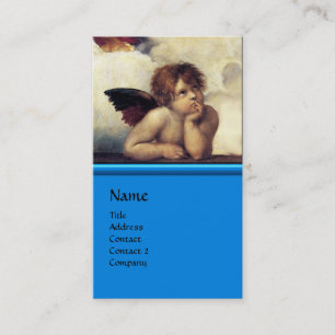 ANGEL Winged Cherub Monogram Blue Sapphire silver Visitkort