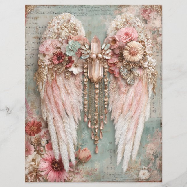 Angel Wings Junk Journal Scrapbook Paper (Framsida)