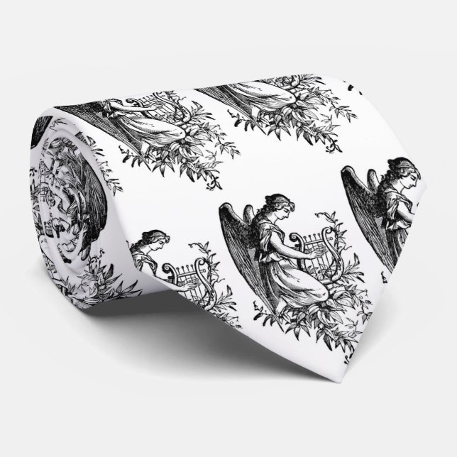 Angel With Harp And Flora Neck Tie Slips (Rullad)