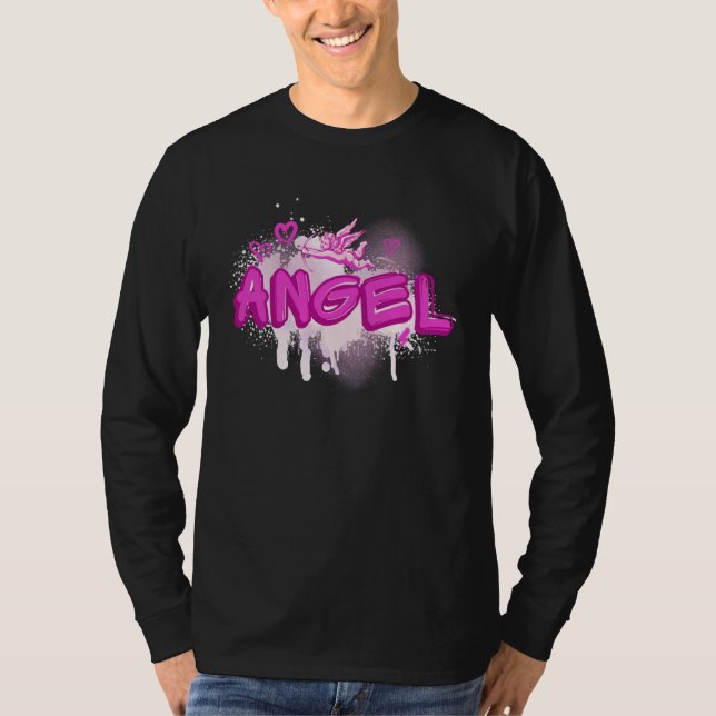 Angel y2k Aesthetic 2000s Millennial Nostalgia Pin T Shirt (Framsida)