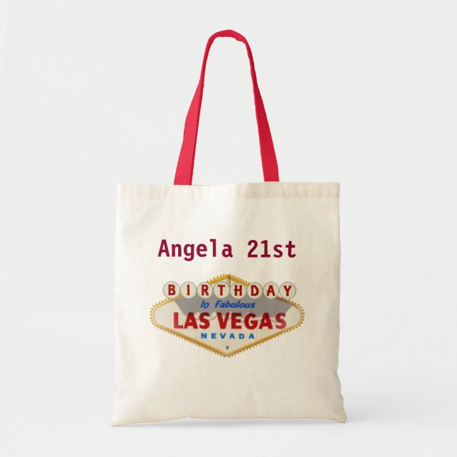 Angela 21:a födelsedagen Las Vegas Tote Bag Tygkasse (Framsidan)