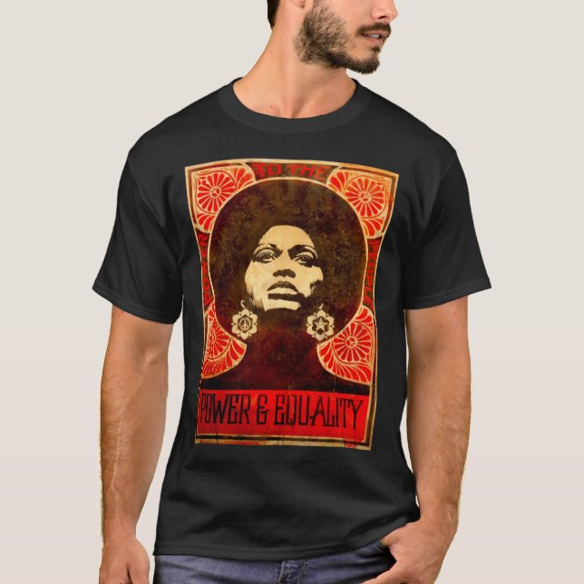 Angela Davis Poster 1971 Sticker T Shirt (Framsida)