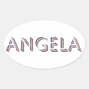 Angela klistermärkenamn ovalt klistermärke