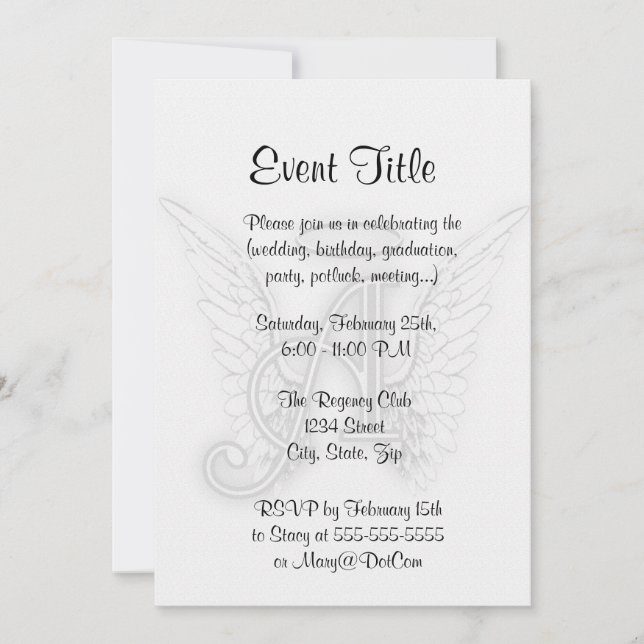 Ängelalfabetet en initial sistnämnd påskyndar inbjudningar (Framsida)