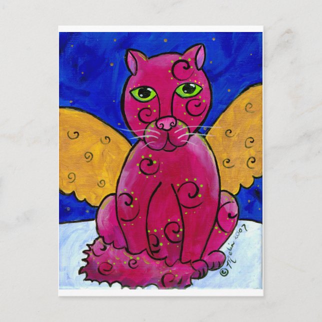 AngelCatPink Vykort (Framsida)