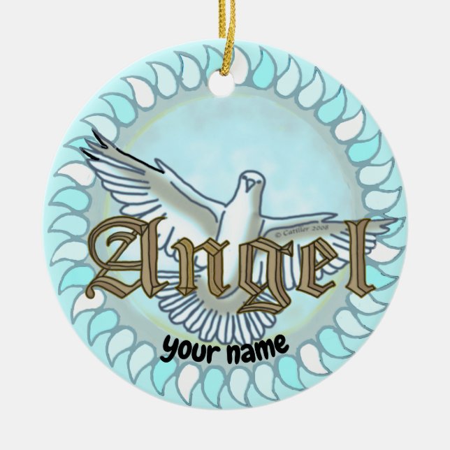 Ängelduvaornament Julgransprydnad Keramik (Framsidan)