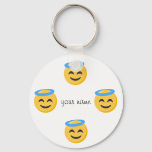 ÄngelEmoji ansikte och '' ditt namn här ", Nyckelring