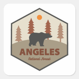 Angeles National Forest California Bear Fyrkantigt Klistermärke