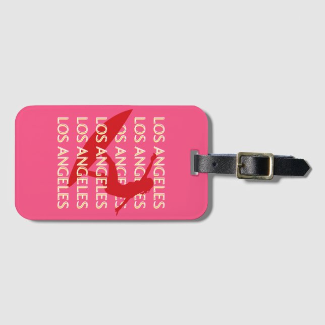 Angeles Travel Art, Kalifornien, Travel Art, Rosa Bagagebricka (Framsida horisontal)