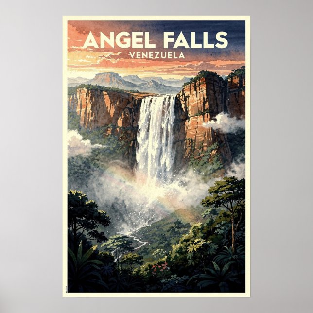 Ängelfallen Venezuela Vintage Resa Poster (Framsidan)