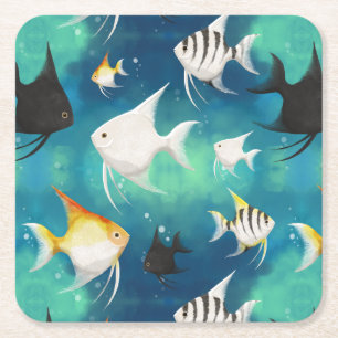 Angelfish Aquarium Mönster Underlägg Papper Kvadrat