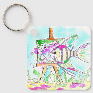 Angelfish Artist Painting Nyckelring