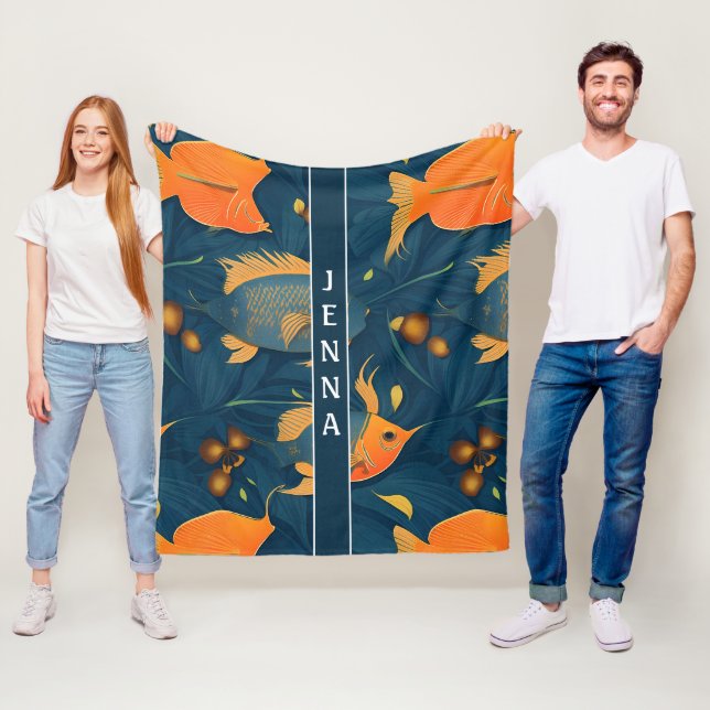 Angelfish Blommigt Colorful Anpassningsbar Mönster Fleecefilt (På plats)