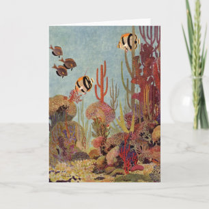 Angelfish in Coral, Vintage Tropical Fish in Ocean Kort