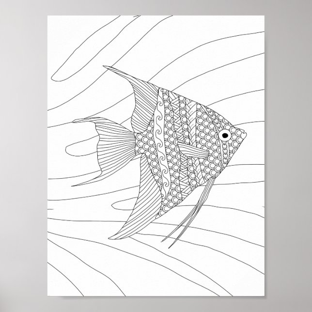 Angelfish Vuxen Coloring Poster (Framsidan)