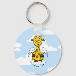 Ängelgiraff i moln nyckelring