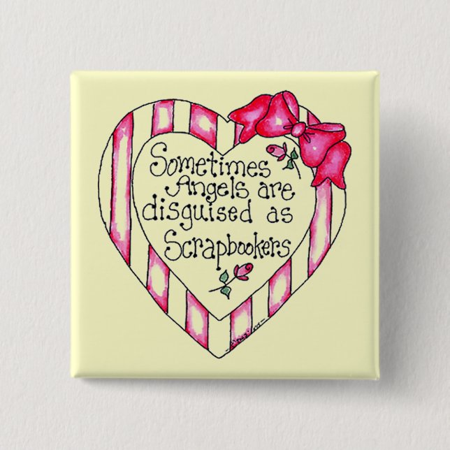 ÄngelhjärtaScrapbooker Tshirts och gåvor Knapp (Framsida)