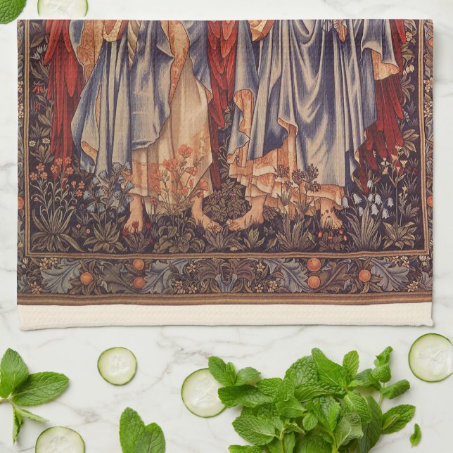 Angeli Laudantes av Herr Edward Coley Burne Jones Kökshandduk (Vikta)