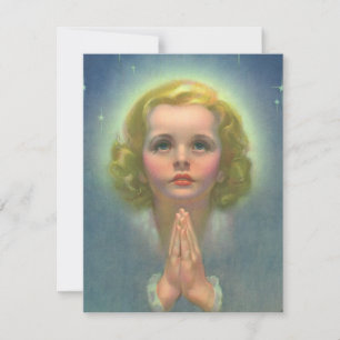 Angelic Blond Girl med Halo och Stars Praying
