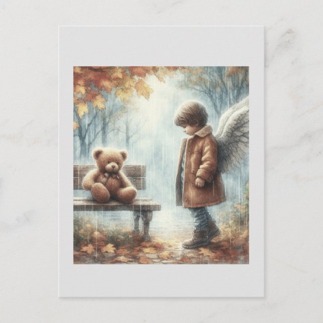 Angelic Boy med Nalle Vykort (Framsida)