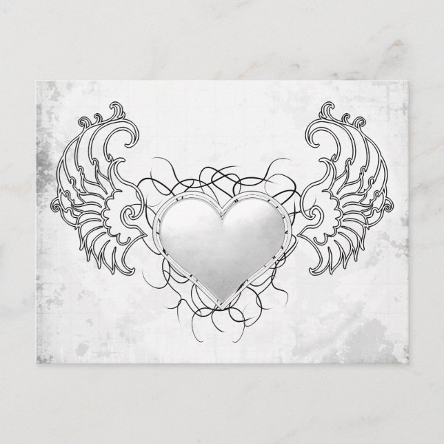 Angelic Crystal White hjärta Vykort (Framsida)
