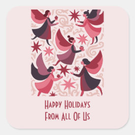 Angelic Figures Mid-Century Modern Kitschmas Fyrkantigt Klistermärke