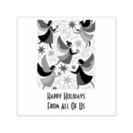 Angelic Figures Mid-Century Modern Kitschmas Självfärgande Stämpel