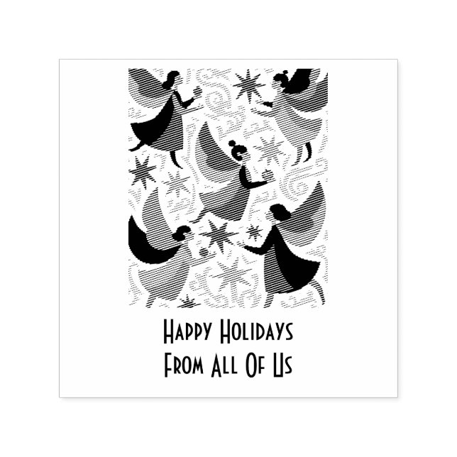 Angelic Figures Mid-Century Modern Kitschmas Självfärgande Stämpel (Design)