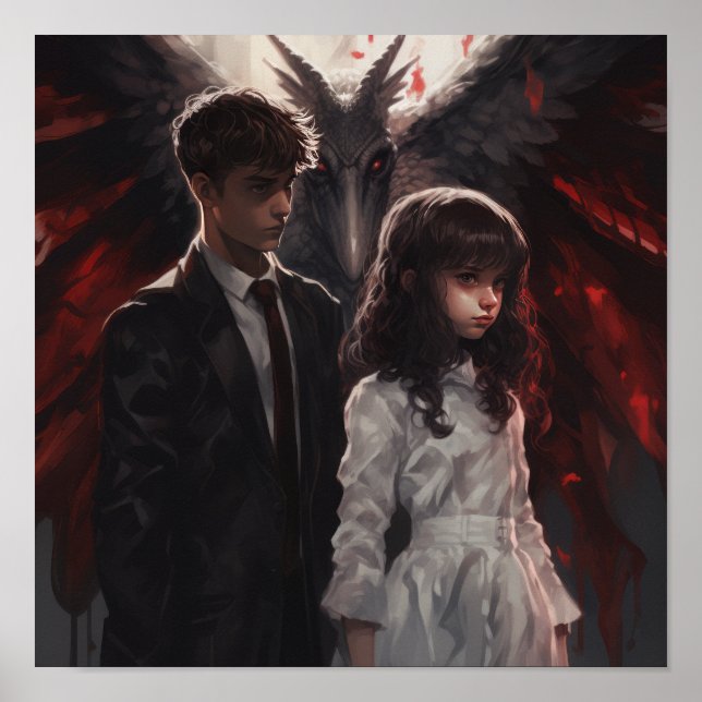 Angelic Girl and Demon Boy - Himmelsk inspiration Poster (Framsidan)