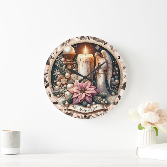 Angelic Glow" - Fredlig julmur Stor Klocka (Hem)